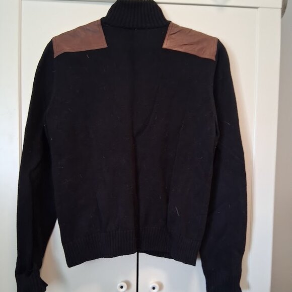 Lauren Ralph Lauren Leather Trim 1/4 Zip Mock Neck Cotton Sweater Sz XL - Picture 3 of 5